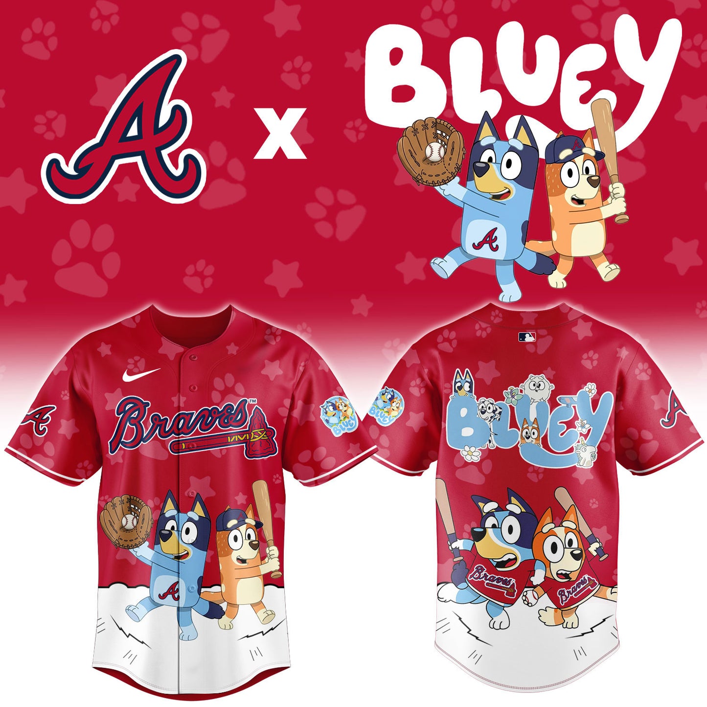 A.Braves Bluey Night Limited Baseball Jersey