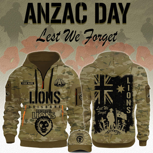 Brisbane Lions AFL x Anzac Day Limited Edition Half Zip