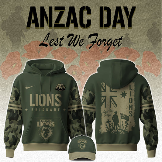 Brisbane Lions AFL x Anzac Day Limited Edition Hoodie