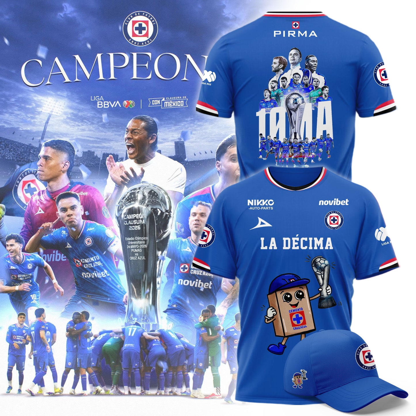 Cruz Azul Campeón del Clausura 2026 3D Apparel T-Shirt