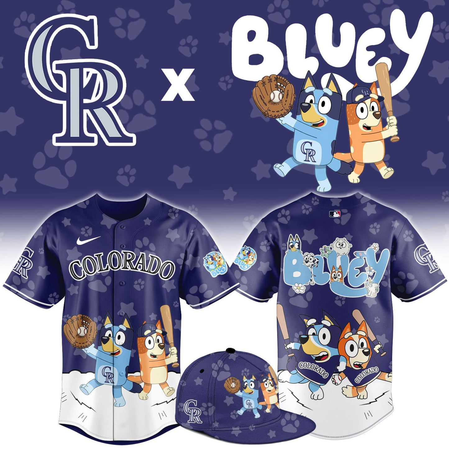 C.Rockies Bluey Night Limited Baseball Jersey