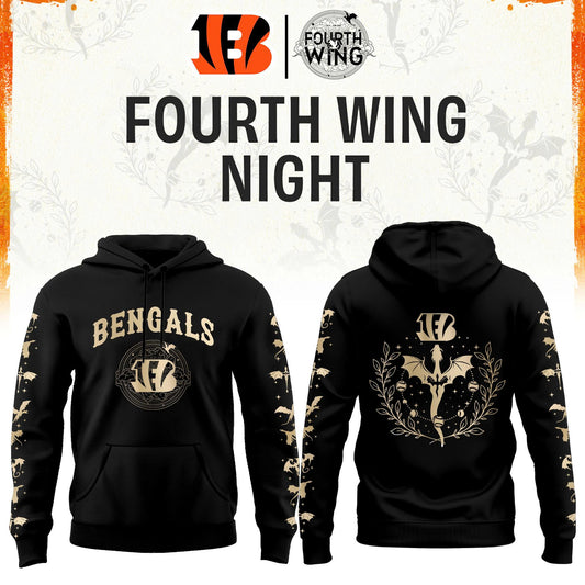 C Bengals Fourth Wings Night Black Hoodie