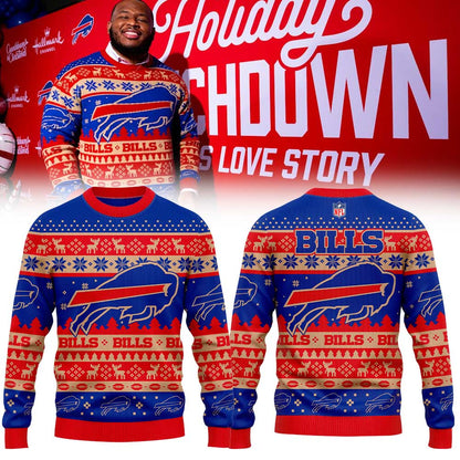 B Bills Holiday Combo Ugly Sweatshirt