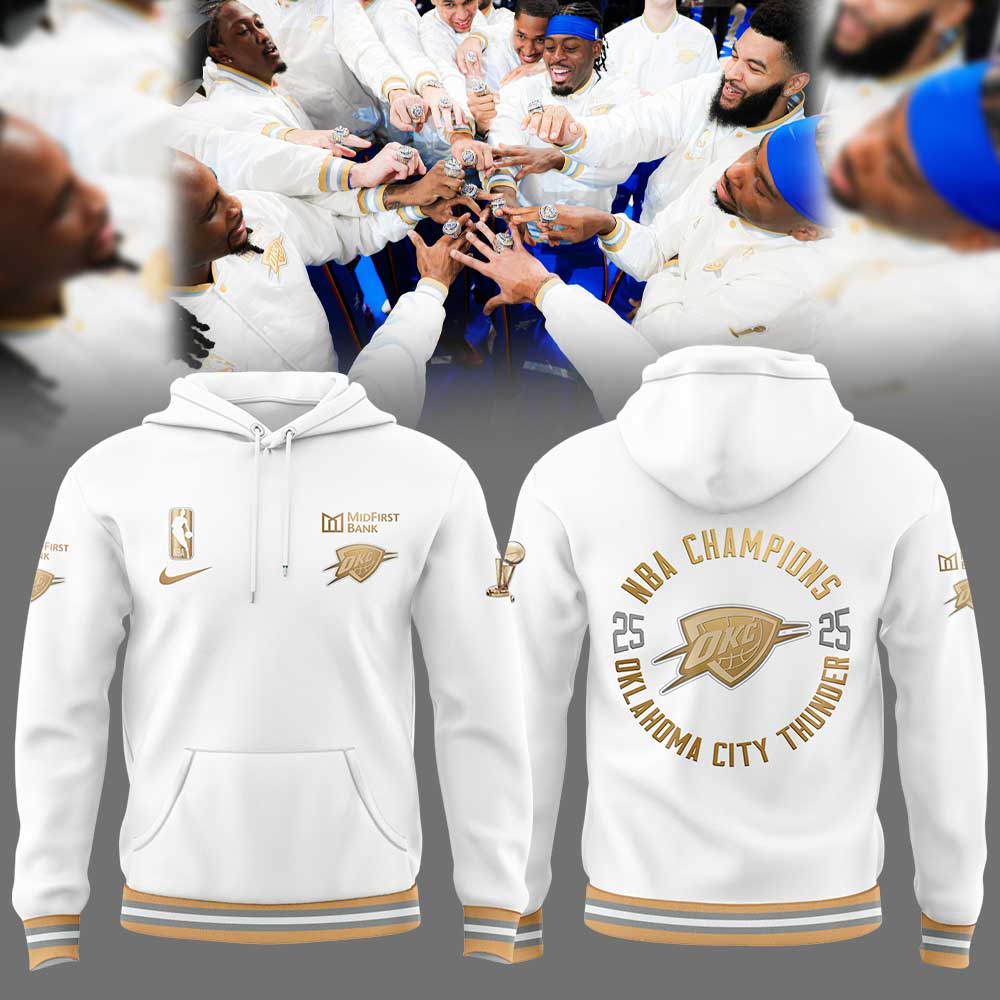 OKC Thunder 2025 Ring Ceremony White Nike Hoodie