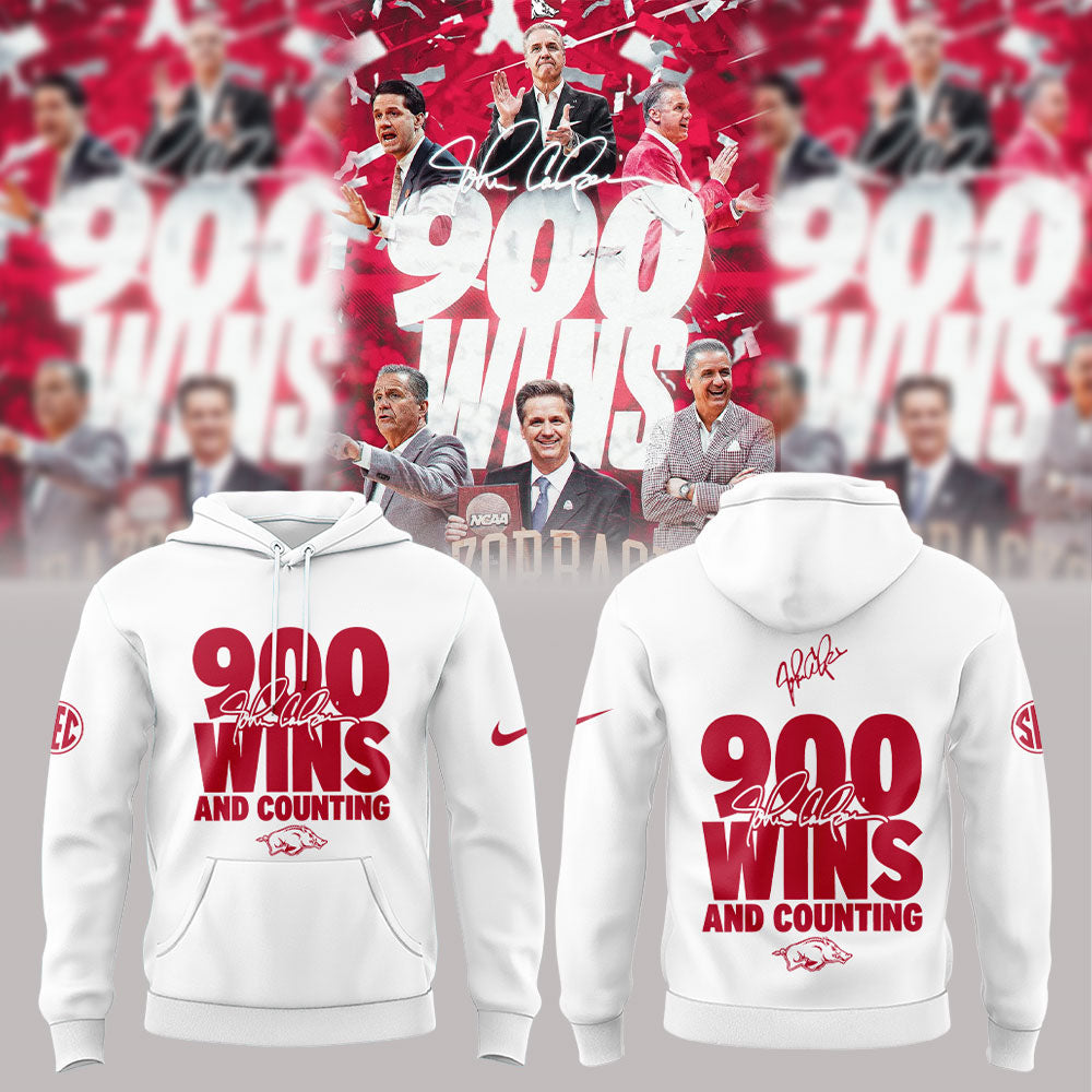 Arkansas Razorbacks Basketball Coach John Calipari 900 wins and counting Hoodie