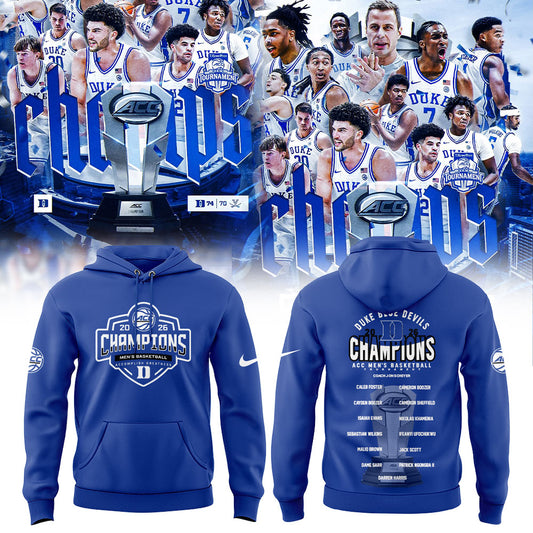 Duke Blue Devils Unisex 2026 ACC Men's Basketball Tournament Champions Locker Room Special Hoodie