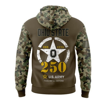Limited Edition Ohio State U.S. Army’s 250th Celebration Hoodie
