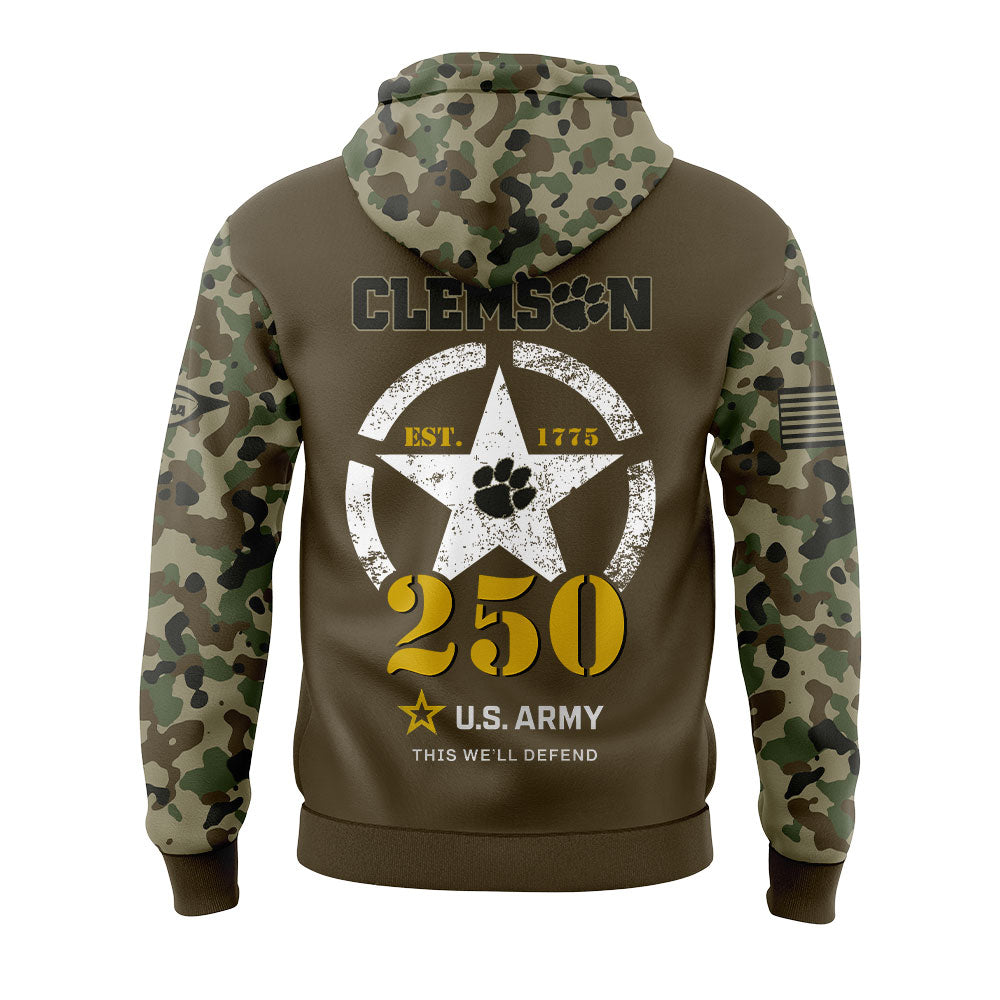 Limited Edition Clemson U.S. Army’s 250th Celebration Hoodie