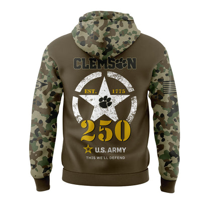 Limited Edition Clemson U.S. Army’s 250th Celebration Hoodie