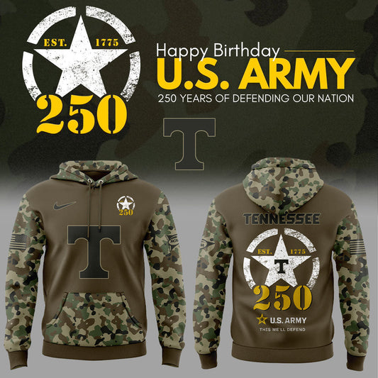 Limited Edition Tennessee Football U.S. Army’s 250th Celebration Hoodie
