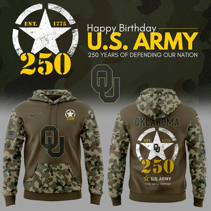 Limited Edition Oklahoma Football U.S. Army’s 250th Celebration Hoodie