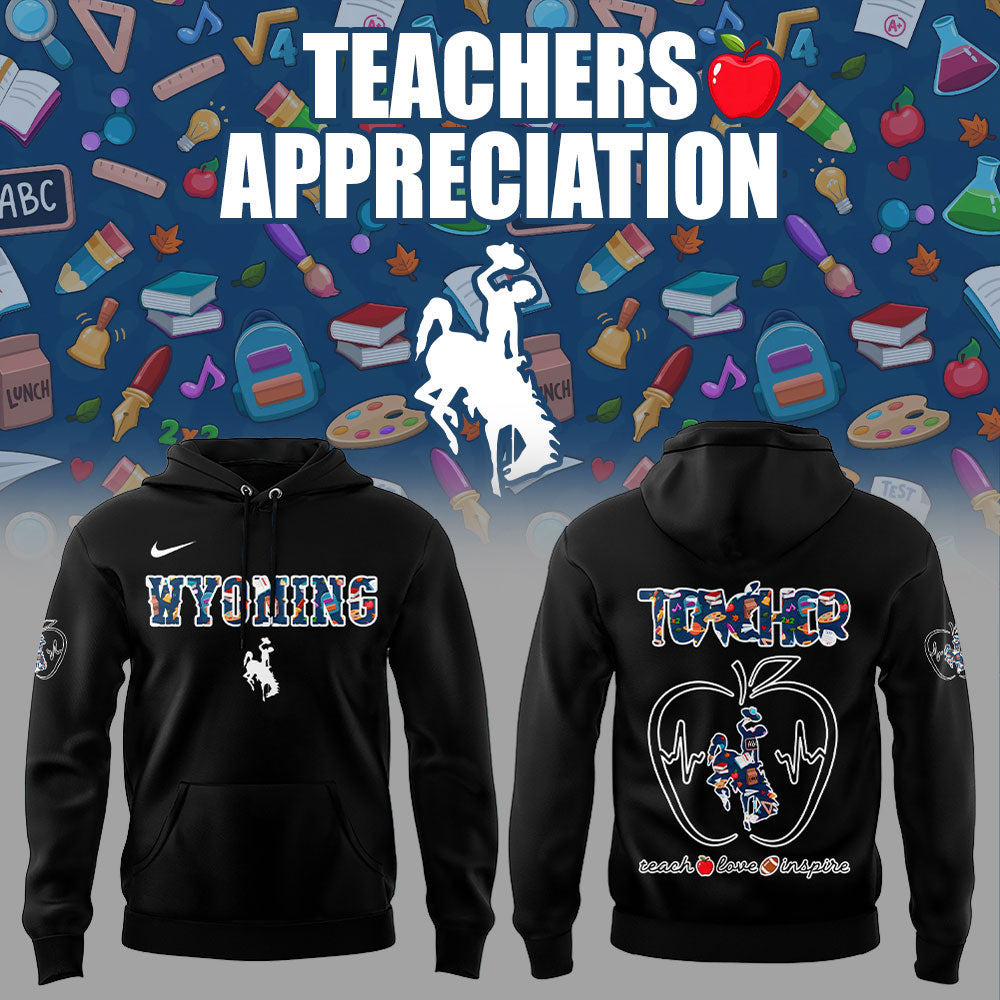 Wyoming Cowboy Teachers Appreciation 2025 Combo Black Hoodie