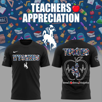 Wyoming Cowboy Teachers Appreciation 2025 Combo Black Shirt