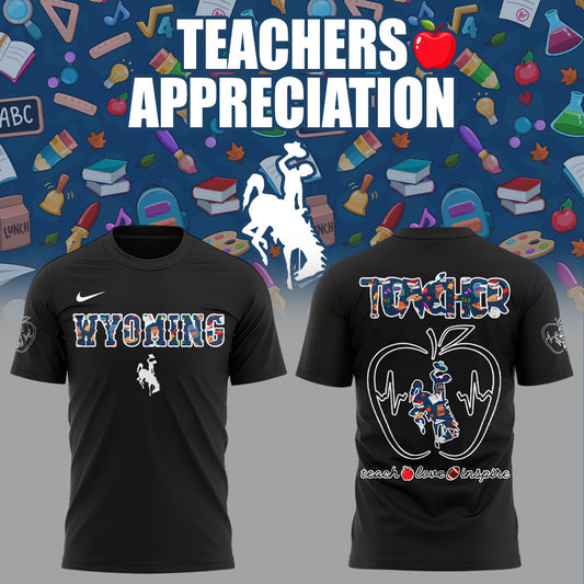 Wyoming Cowboy Teachers Appreciation 2025 Combo Black Shirt