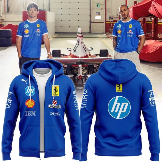Scuderia Ferrari HP 2025 Monza Limited Edition Blue Zip Hoodie