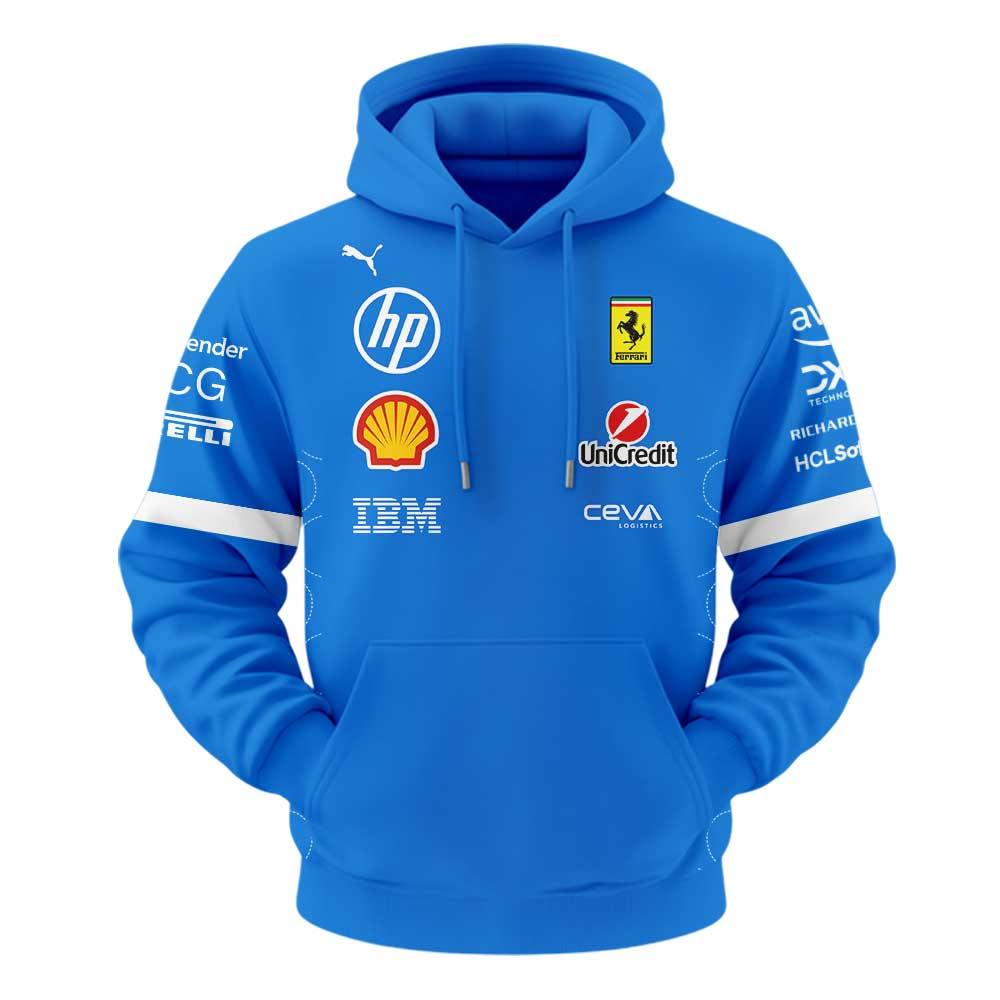 Scuderia Ferrari HP 2025 Monza Limited Edition Lewis & Charles Signature Blue Hoodie V2