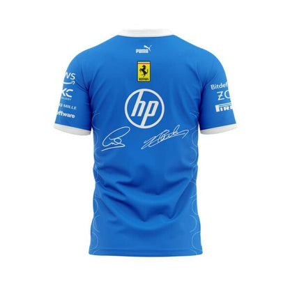 Scuderia Ferrari HP 2025 Monza Limited Edition Lewis & Charles Signature Blue Shirt V2