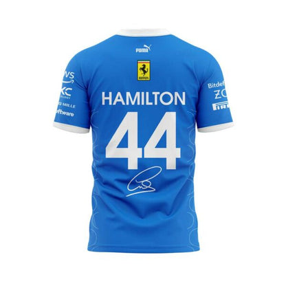 Scuderia Ferrari HP 2025 Monza Limited Edition Lewis Hamilton Signature Blue Shirt V2