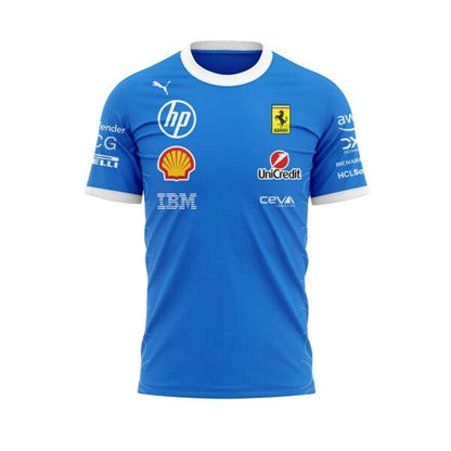 Scuderia Ferrari HP 2025 Monza Limited Edition Lewis Hamilton Signature Blue Shirt V3