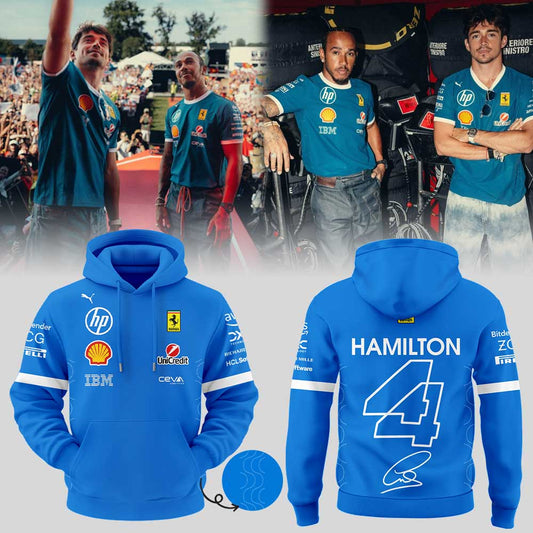 Scuderia Ferrari HP 2025 Monza Limited Edition Lewis Hamilton Signature Blue Hoodie V3