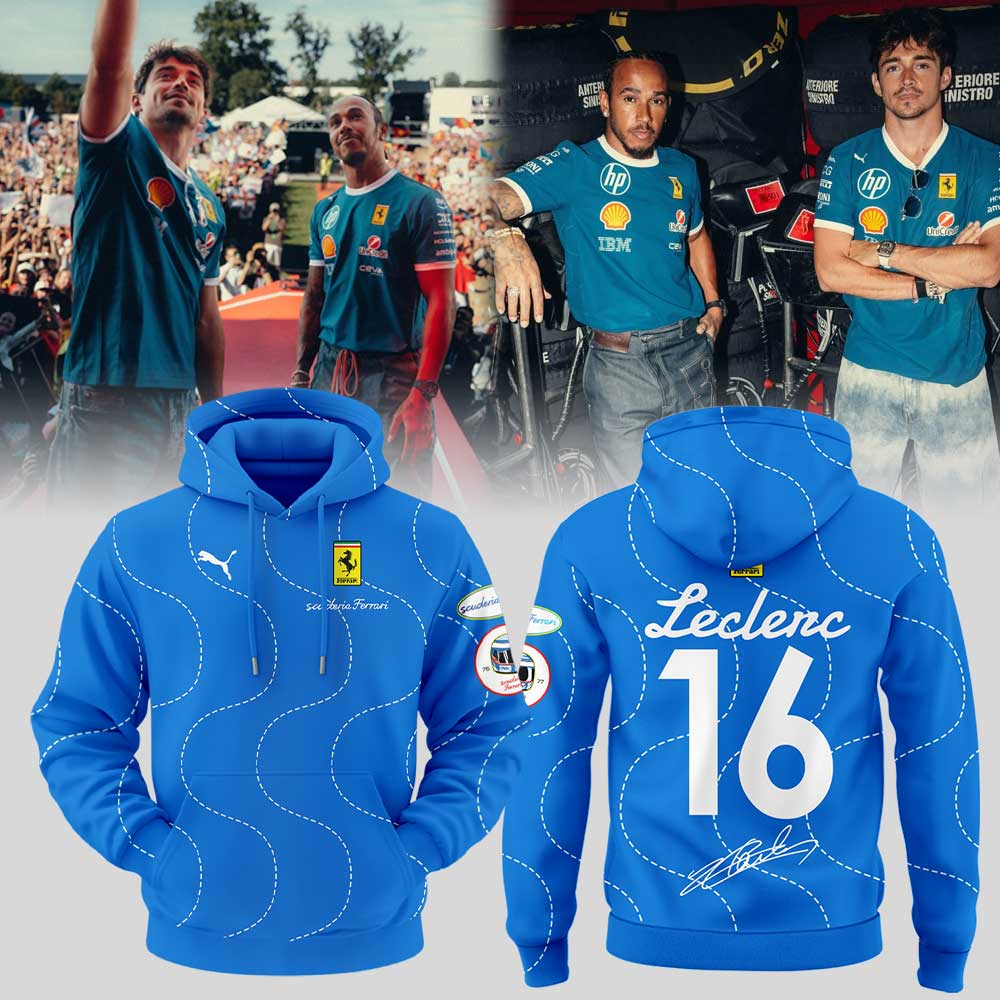 Scuderia Ferrari HP 2025 Monza Limited Edition Charles Signature Blue Hoodie V3