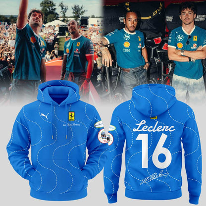 Scuderia Ferrari HP 2025 Monza Limited Edition Charles Signature Blue Hoodie V3