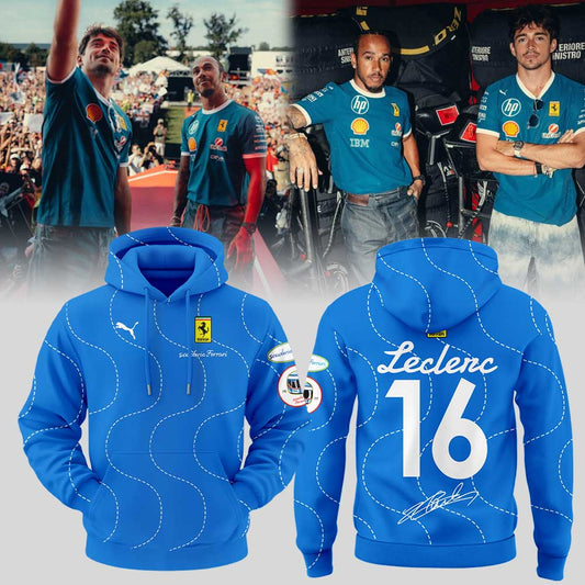 Scuderia Ferrari HP 2025 Monza Limited Edition Charles Signature Blue Hoodie V3