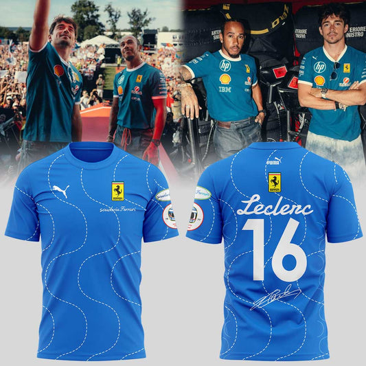 Scuderia Ferrari HP 2025 Monza Limited Edition Charles Signature Blue Shirt V3