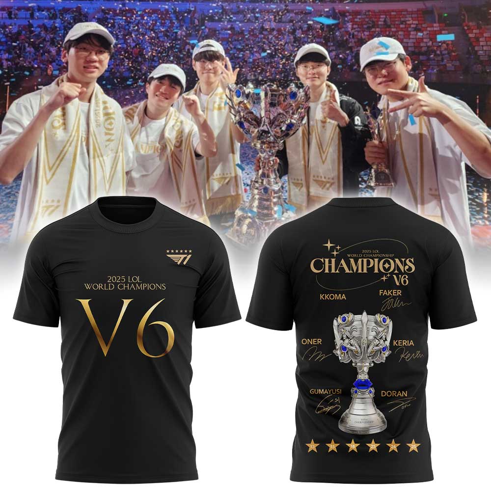 Limited Edition T1 6Time World Champions V6 Combo T-Shirt