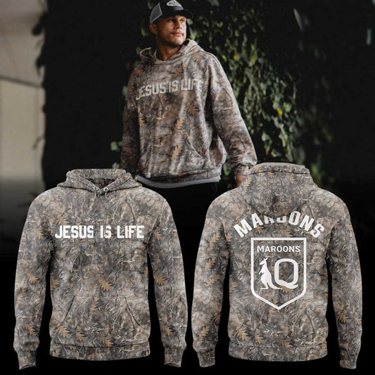 Queensland Maroons JESUS IS LIFE Hoodie