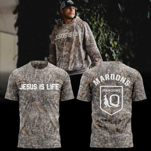 Queensland Maroons JESUS IS LIFE T-Shirt