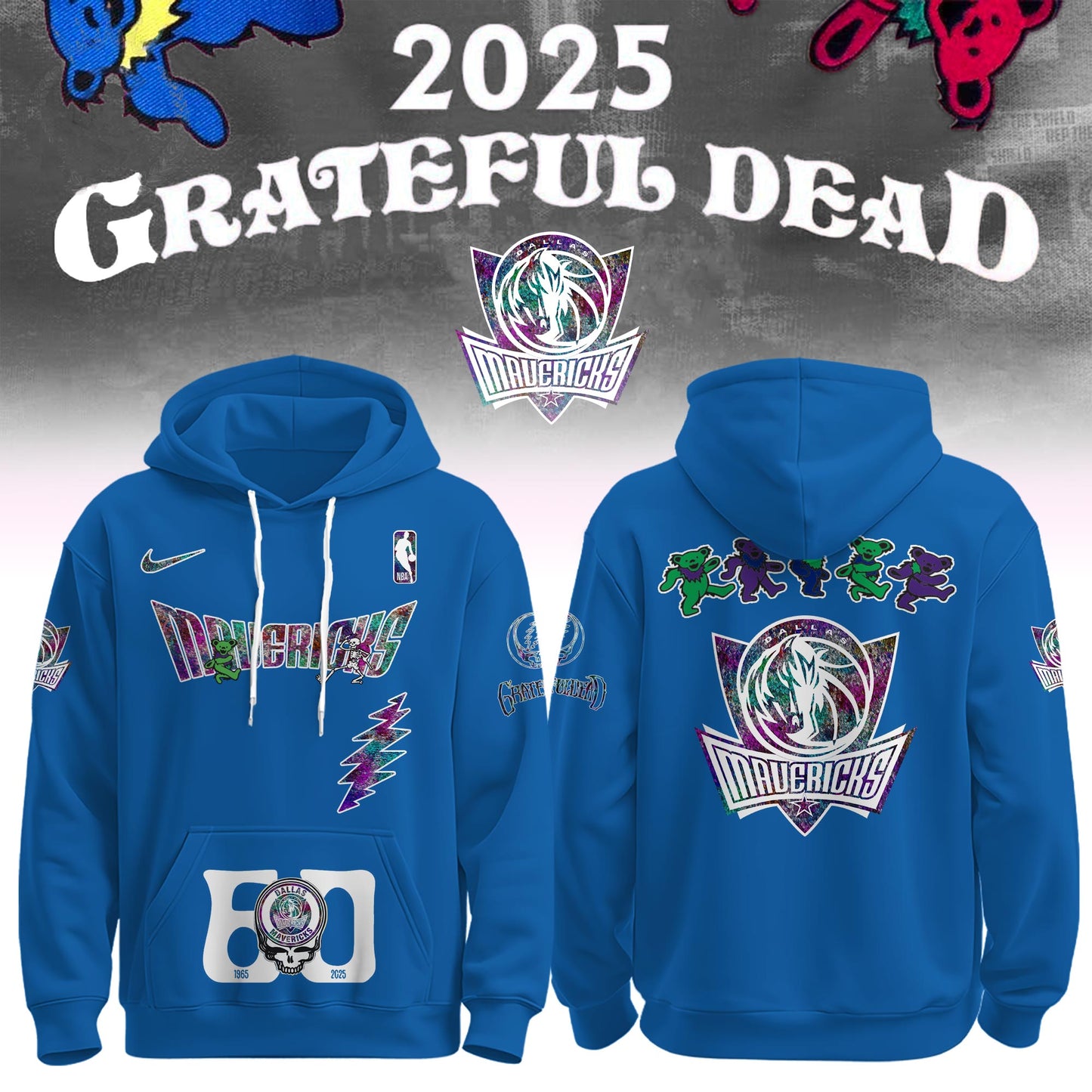 Dallas Mavericks x Grateful Dead 60th Hoodie Editions Limited 1965 2025