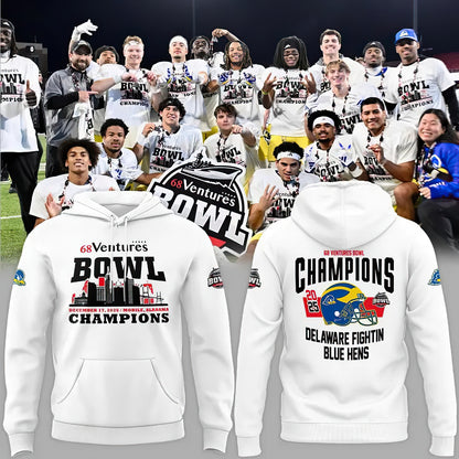 Delaware Fightin’ Blue Hens 2025 68 Ventures Bowl Champions Combo Hoodie