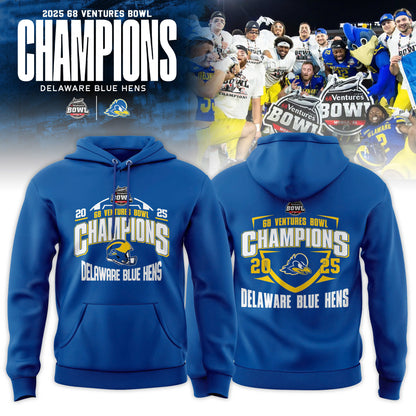 Delaware Fightin’ Blue Hens 2025 68 Ventures Bowl Champions Combo Hoodie