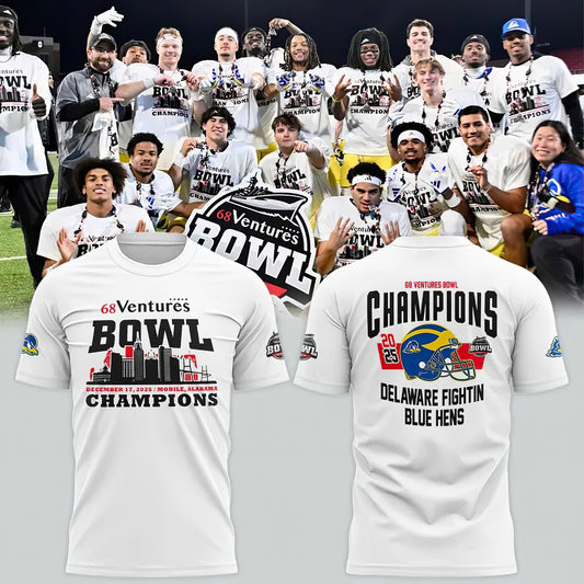 Delaware Fightin’ Blue Hens 2025 68 Ventures Bowl Champions Combo T-shirt
