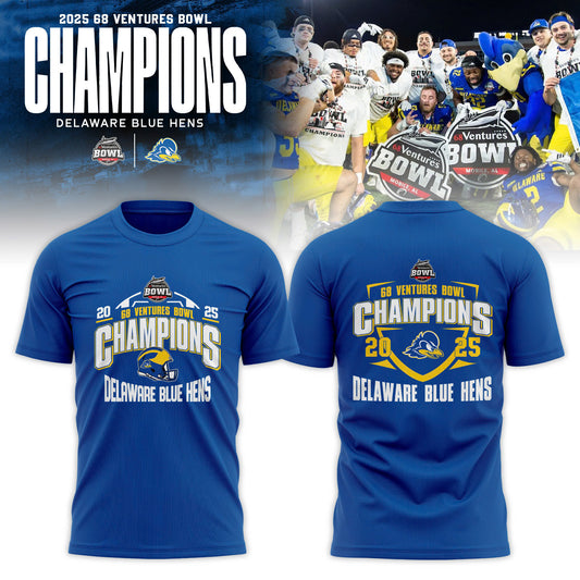 Delaware Fightin’ Blue Hens 2025 68 Ventures Bowl Champions Combo T-shirt