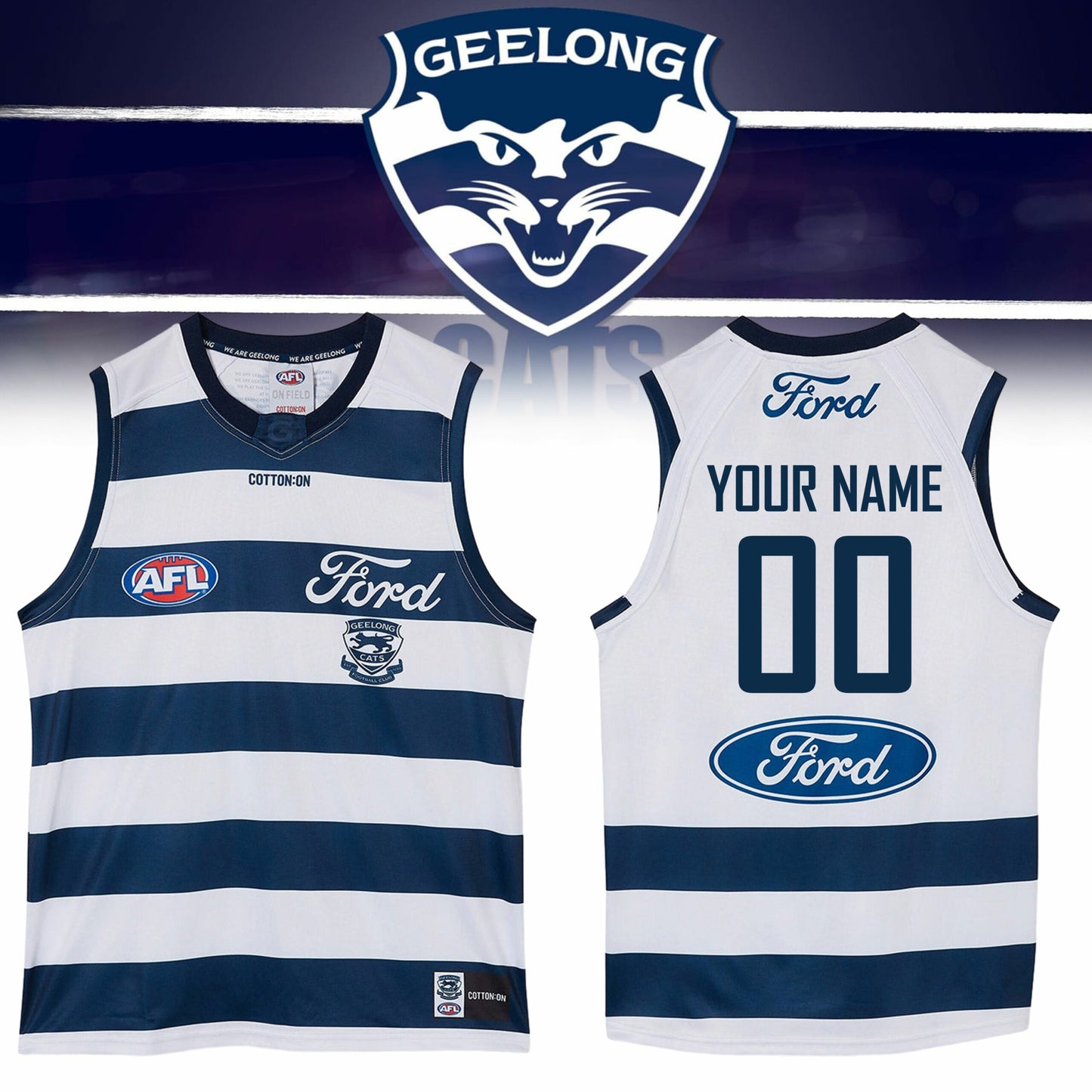 Geelong Cats AFL Jersey CUSTOM NAME NUMBER