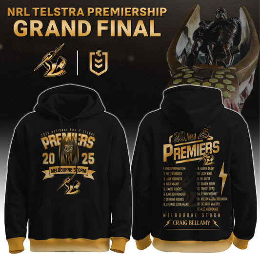 Melbourne Storm – NRL 2025 Champions Gold Hoodie