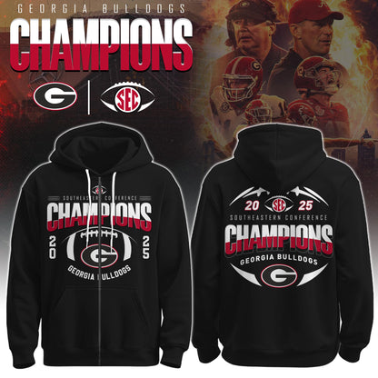 Georgia Bulldogs 2025 SEC Conference Champions Combo Zip Hoodie