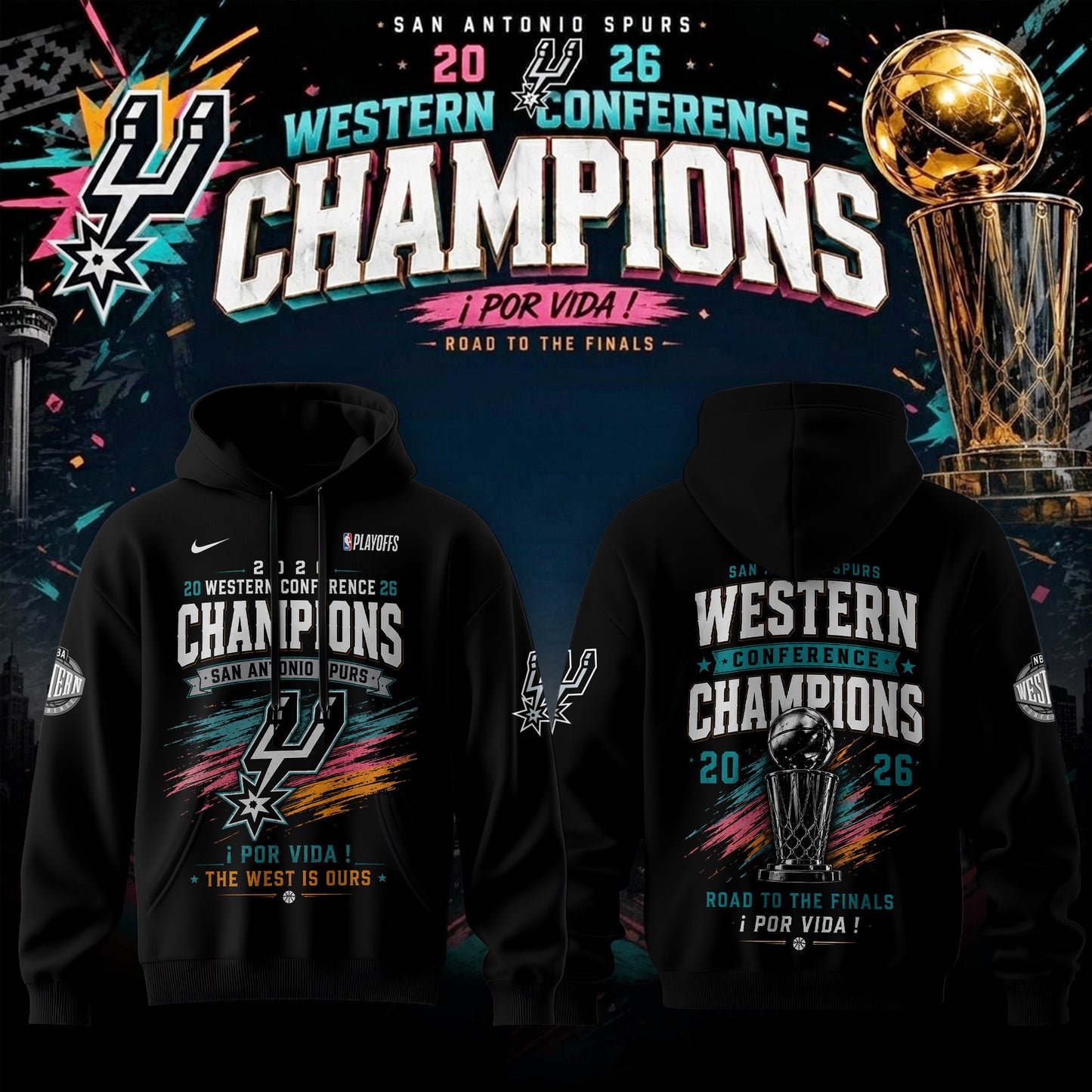 San Antonio Spurs 2026 Western Conference Finals Champions Hoodie