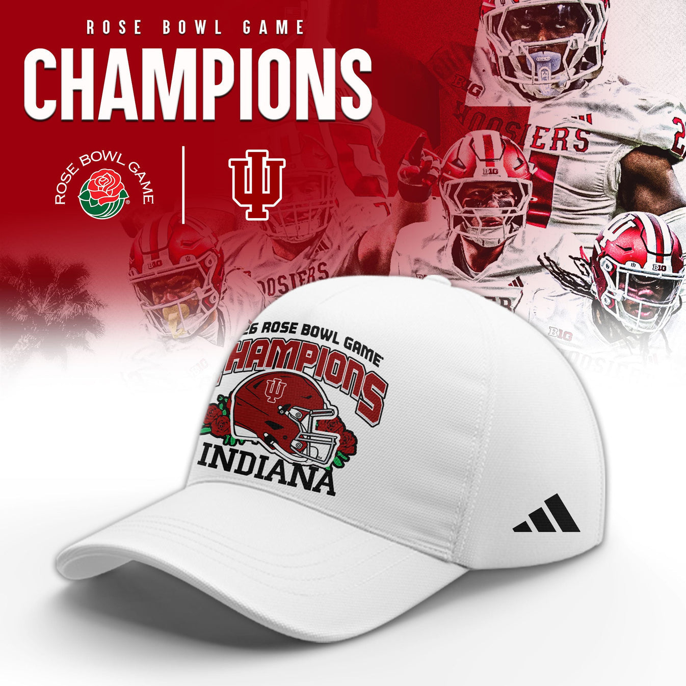 Indiana Hoosiers 2026 Rose Bowl Limited Half Zip Hoodie