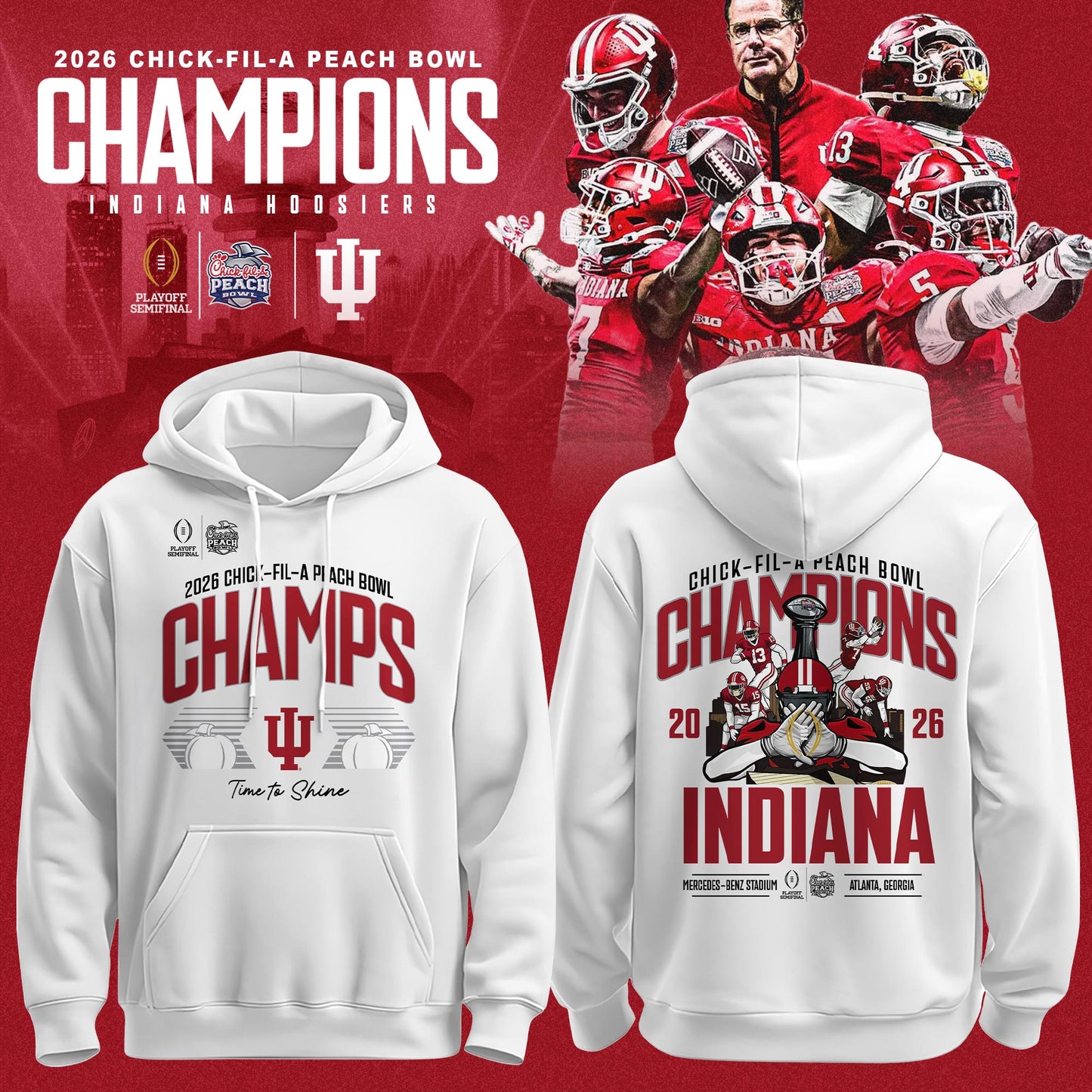 Indiana Hoosiers Football Champions Peach Bowl 2025/26 Hoodie