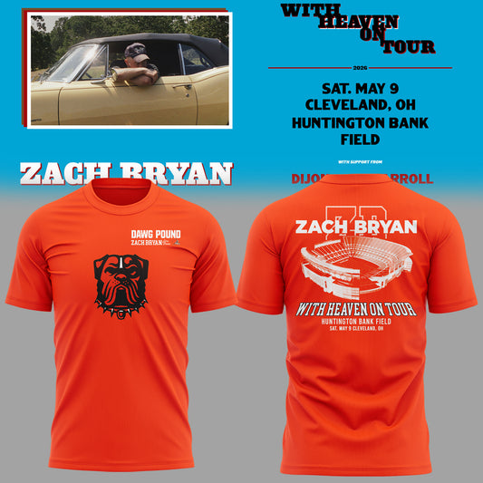 Zach Bryan x Cleveland Browns “With Heaven On Tour” Huntington Bank Field Exclusive 2026 T-Shirt Signed