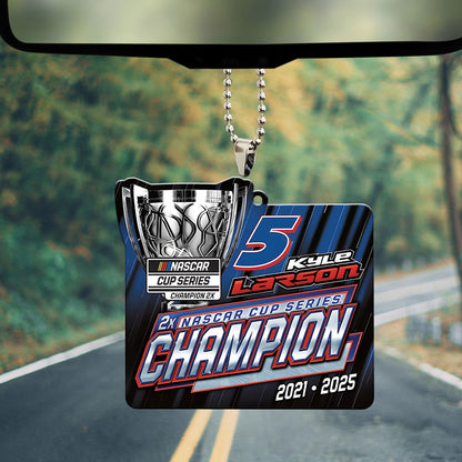 Kyle Larson 2025 NASCAR Cup Series Champion Custom shape 2-sided Acrylic Car Ornament