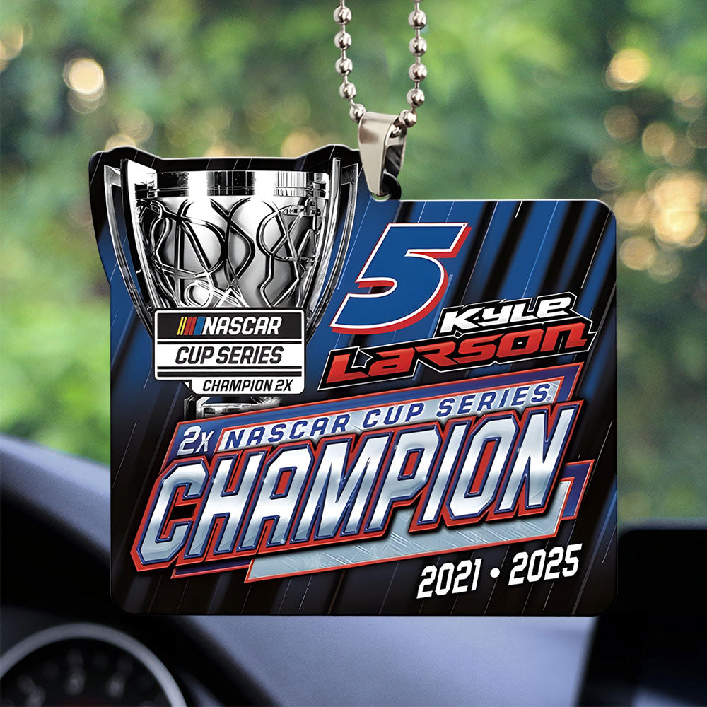 Kyle Larson 2025 NASCAR Cup Series Champion Custom shape 2-sided Acrylic Car Ornament