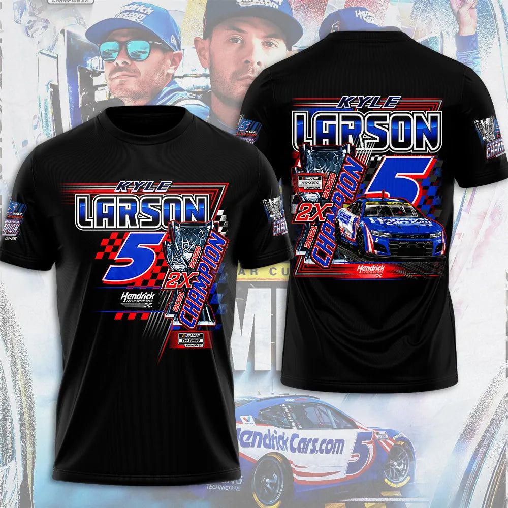 Kyle Larson 2025 NASCAR Cup Series Champion 3D Combo T-Shirt