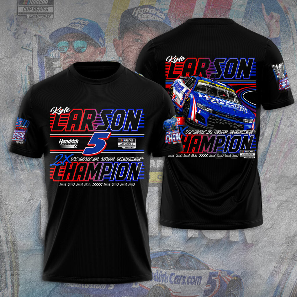 Kyle Larson 2025 NASCAR Cup Series Champion 3D Combo T-Shirt