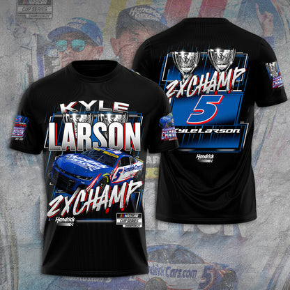 Kyle Larson 2025 NASCAR Cup Series Champion 3D Combo T-Shirt