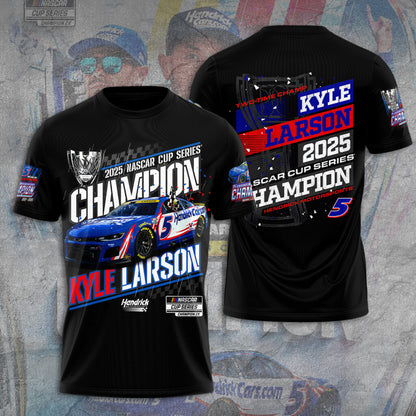 Kyle Larson 2025 NASCAR Cup Series Champion 3D Combo T-Shirt