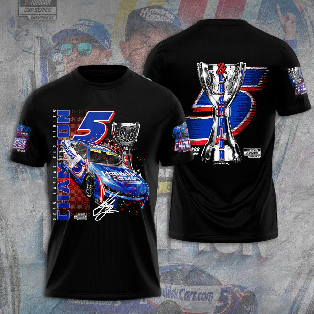 Kyle Larson 2025 NASCAR Cup Series Champion 3D Combo T-Shirt